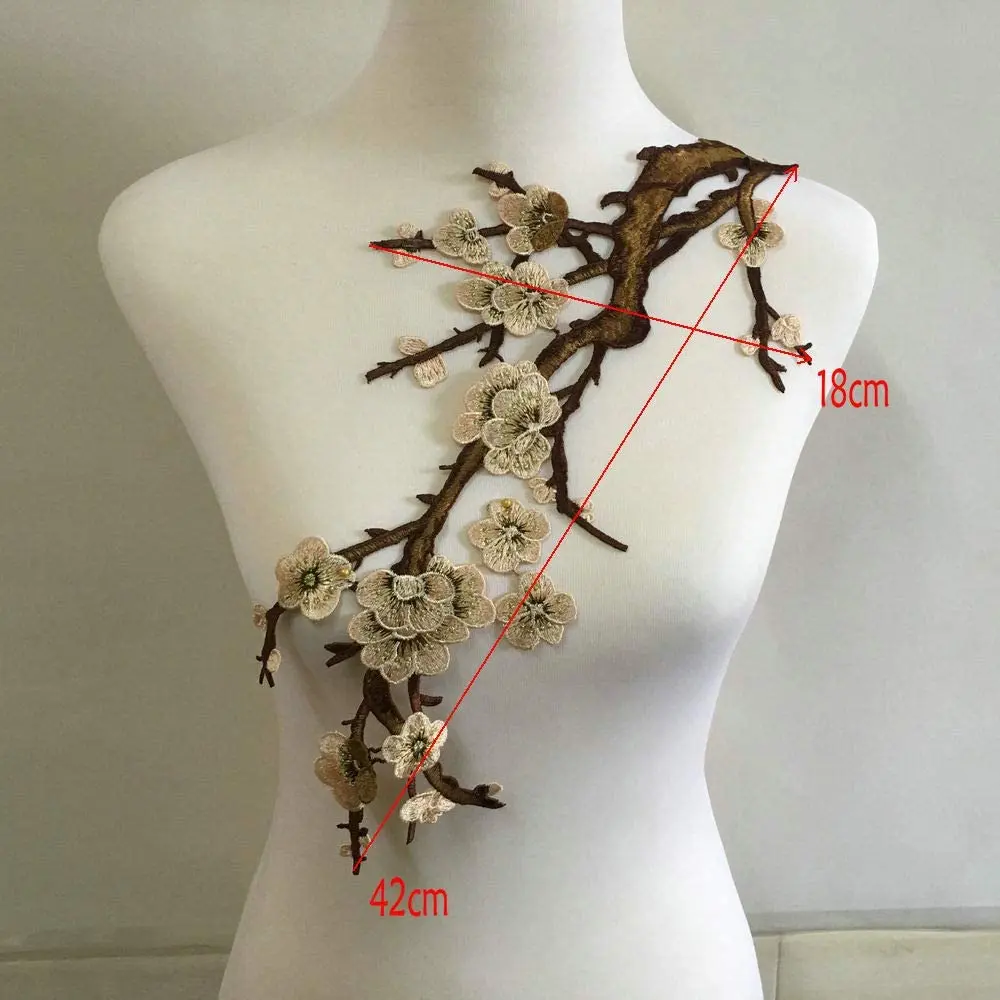 Colorful Embroidered Lace Neckline Collar Floral Brown Leaf Applique Patches Scrapbooking Embossed Sewing,2024-06-10 21:33:57
